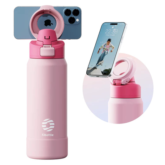 Stainless Steel Sports Water Bottle with Magnetic Phone Holder and Insulated Cover